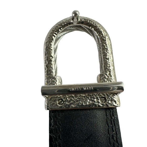 Genuine PHILIPPE CHARRIOL Black Leather Men Bletr Pebbled Made In France 42 - Picture 11 of 13